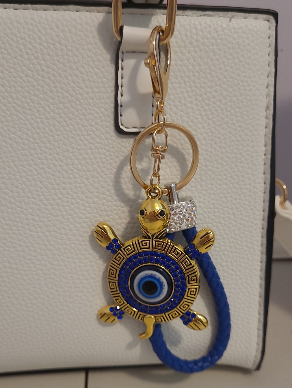 Blue and Gold Turtle Evil Eye Keychain